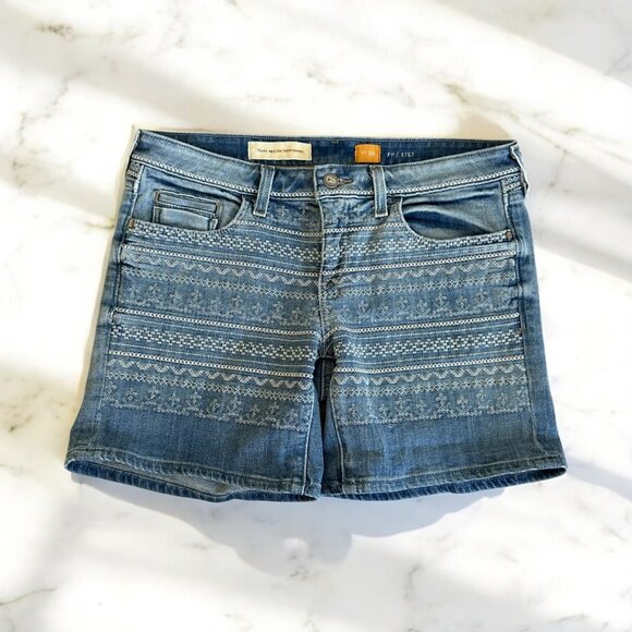 PILCRO AND THE LETTERPRESS Embroidered Denim Shorts Size 29 - Picture 1 of 12